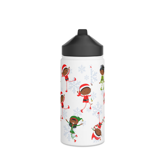 Elves, Snowflakes, Fun Stainless Steel Water Bottle, Standard Lid