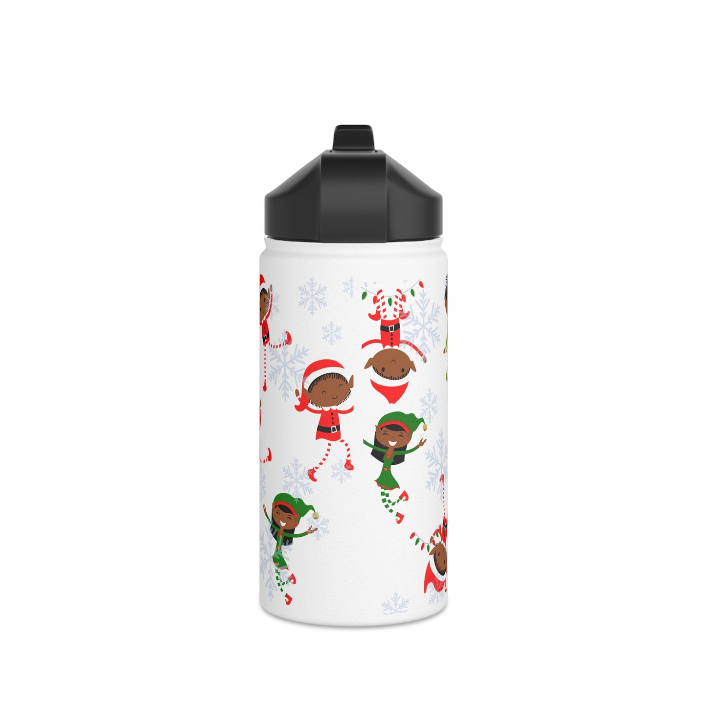 Elves, Snowflakes, Fun Stainless Steel Water Bottle, Standard Lid