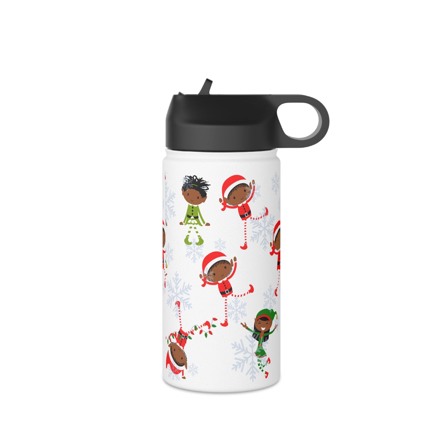 Elves, Snowflakes, Fun Stainless Steel Water Bottle, Standard Lid