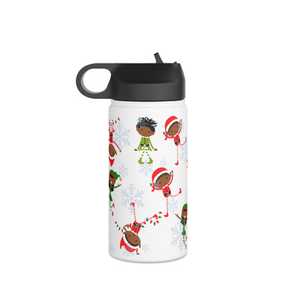 Elves, Snowflakes, Fun Stainless Steel Water Bottle, Standard Lid